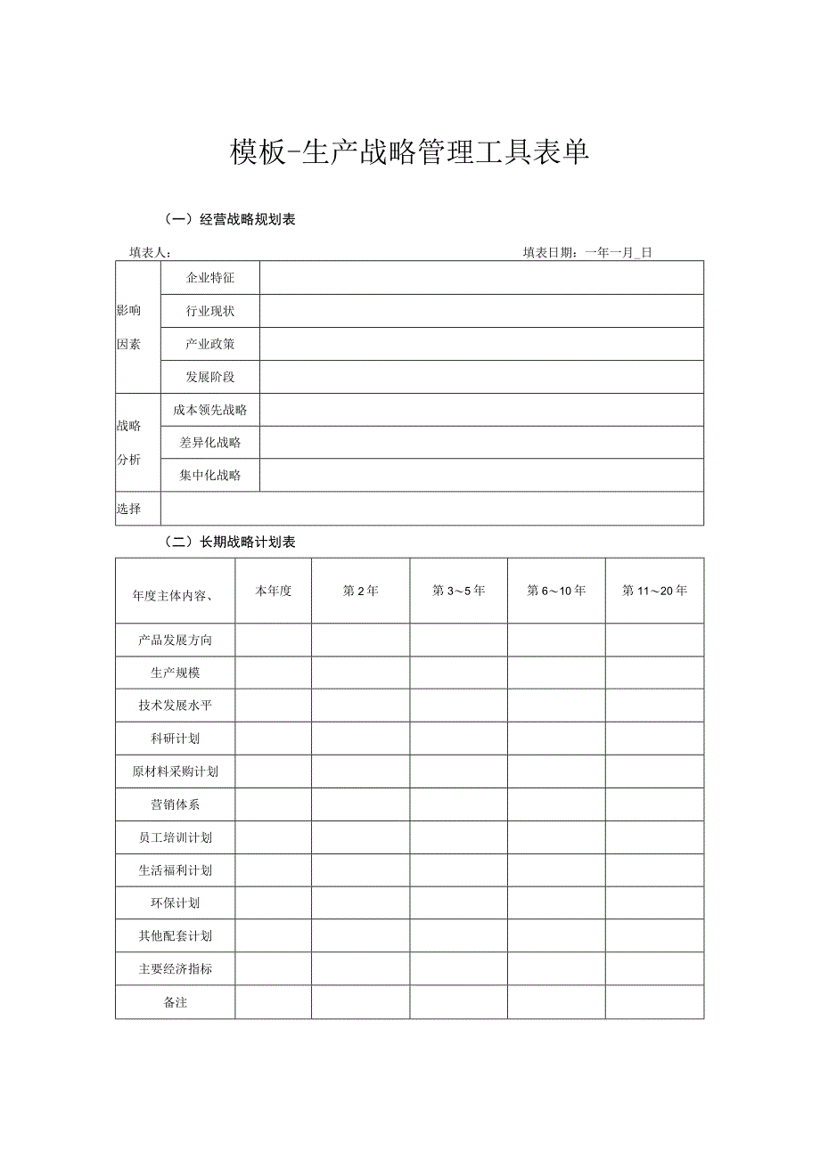 模板-生产战略管理工具表单.docx_第1页