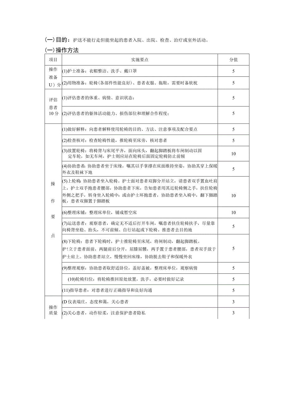 协助患者坐轮椅法护理操作规范考核评分标准.docx_第3页