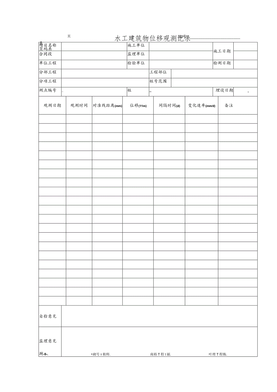 水工建筑物位移观测记录.docx_第1页