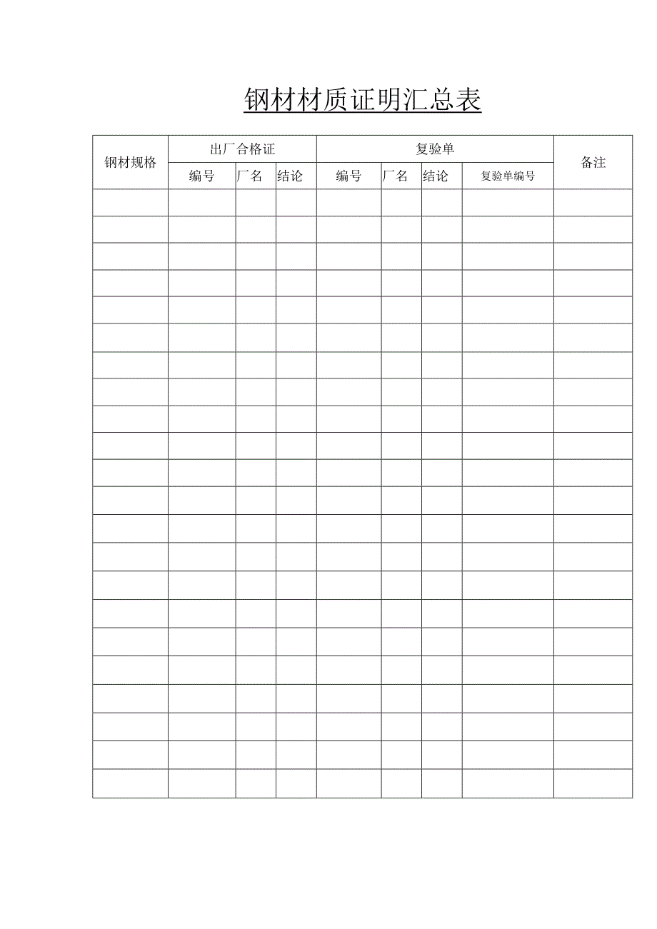 钢材材质证明汇总表.docx_第1页