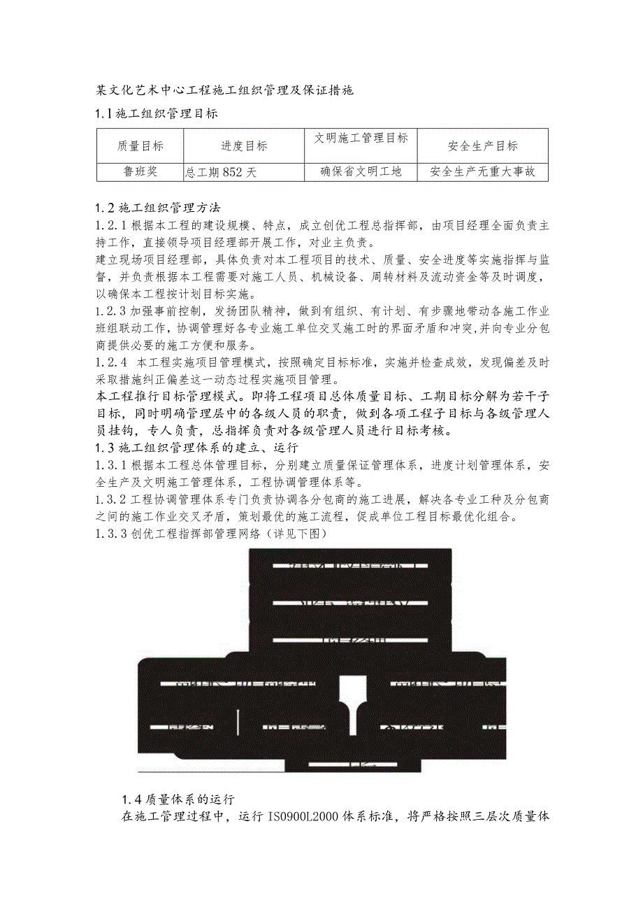 某文化艺术中心工程施工组织管理及保证措施.docx_第1页