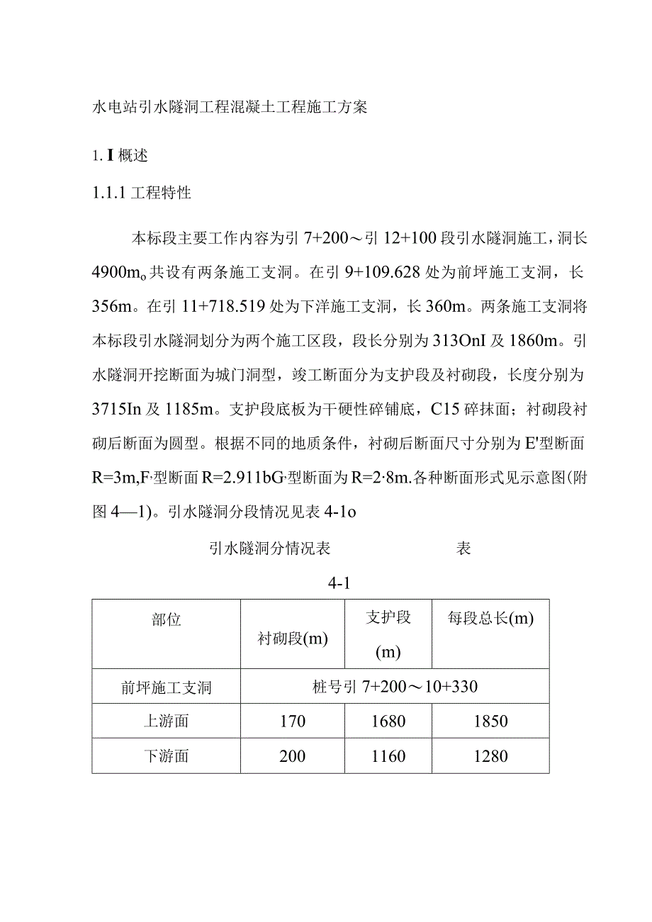 水电站引水隧洞工程混凝土工程施工方案.docx_第1页