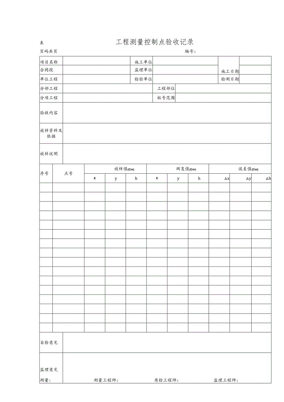 工程测量控制点验收记录.docx_第1页