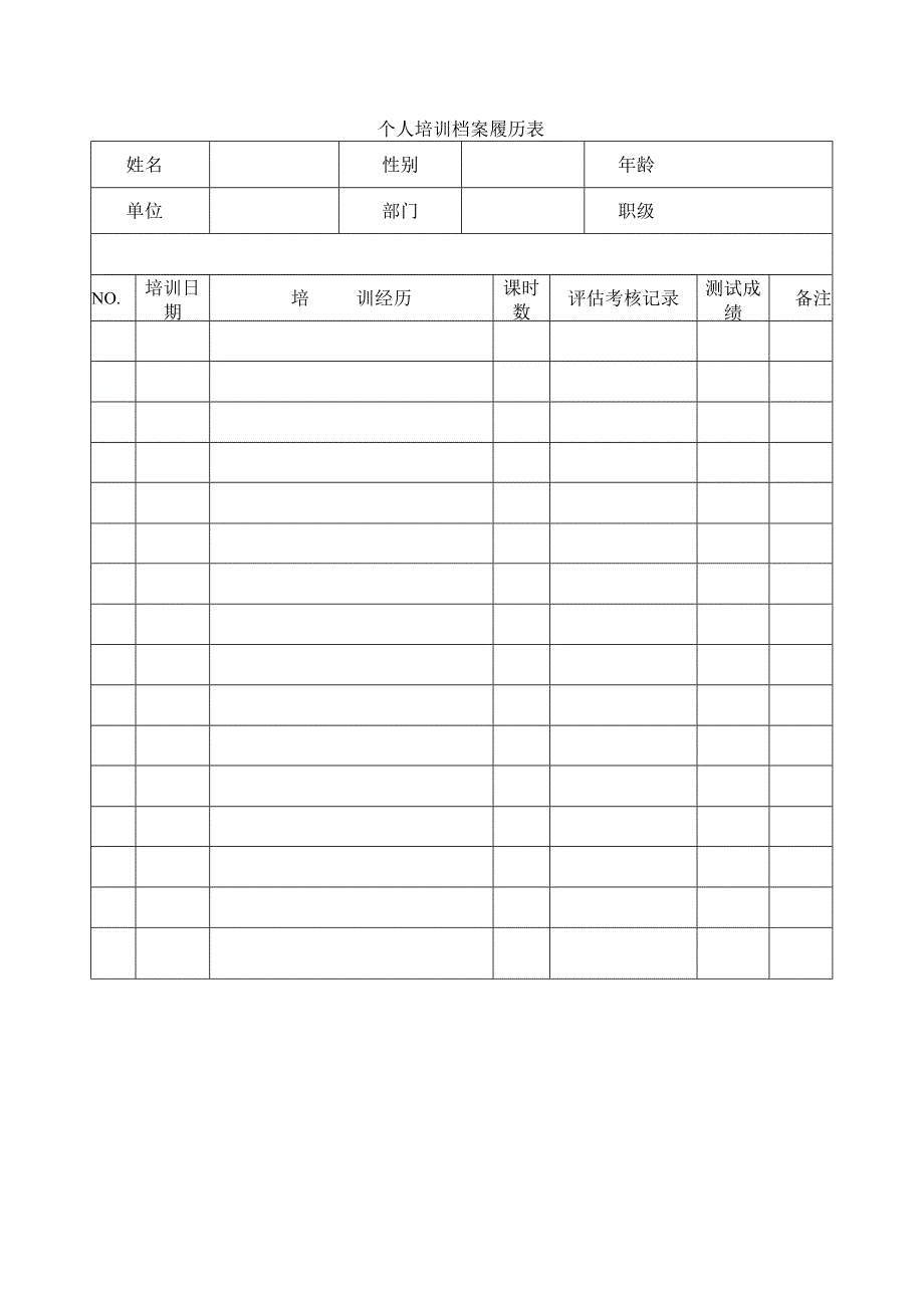 个人培训档案履历表.docx_第1页