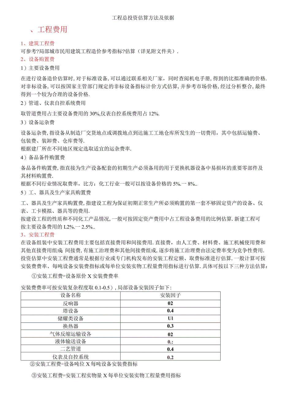 标准项目总投资估算方法及依据.docx_第1页