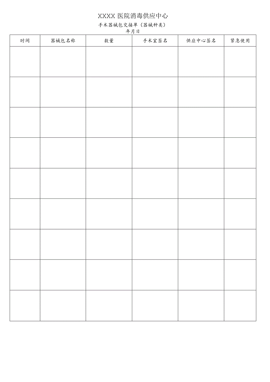 医院消毒供应中心手术器械包交接单.docx_第1页