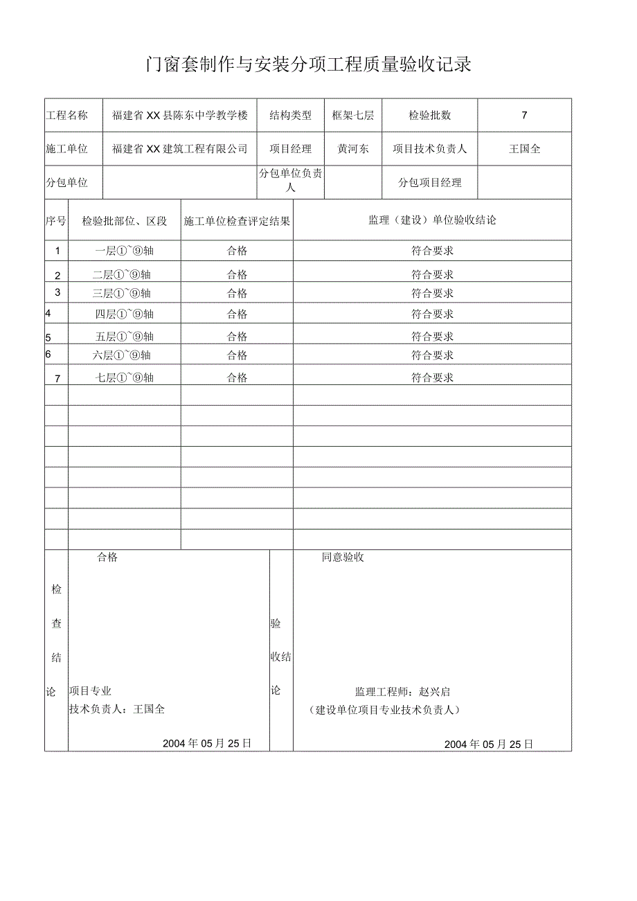 门窗套制作与安装--分项工程质量验收记录.docx_第1页