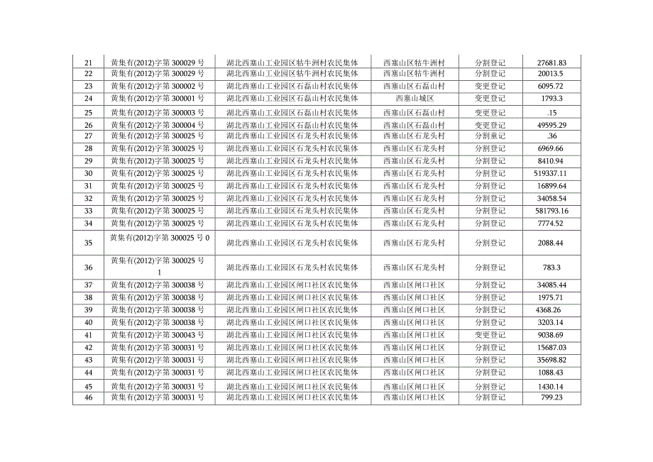 西塞山区集体土地所有权登记明细表.docx_第2页