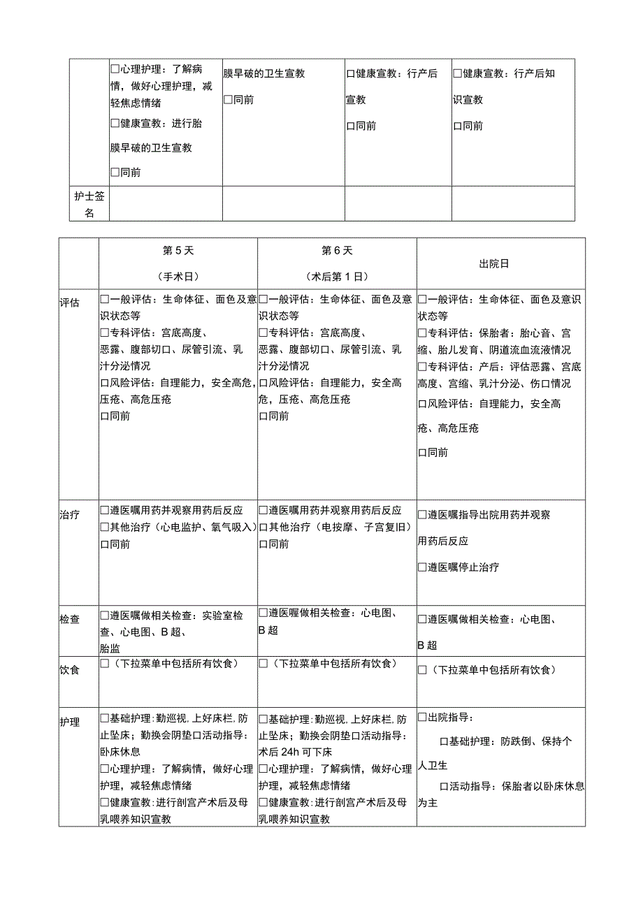 胎膜早破计划单模板.docx_第2页