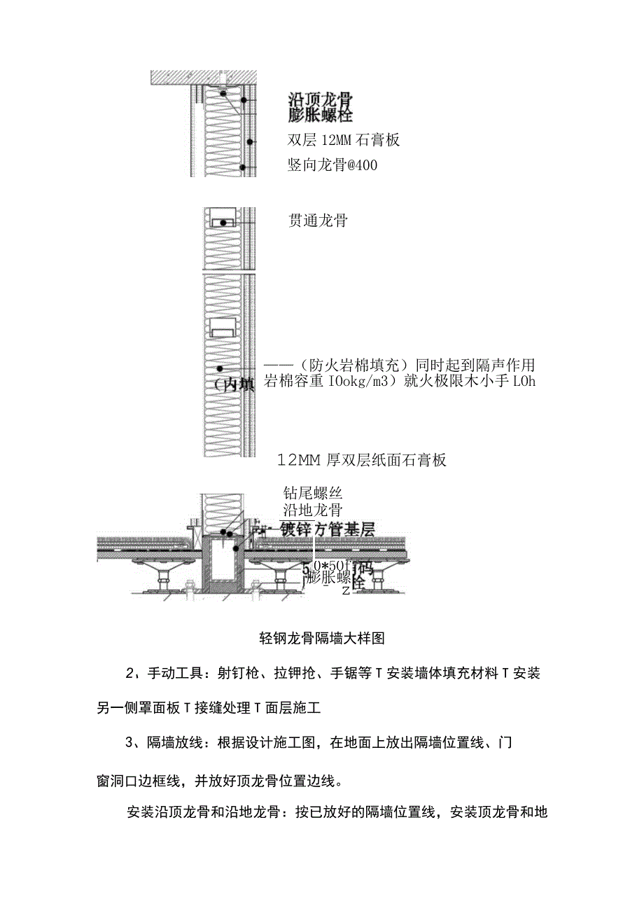 轻钢龙骨隔墙施工技术交底(示范文本).docx_第2页