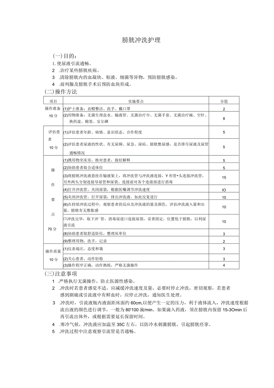 膀胱冲洗术护理操作规范考核评分标准.docx_第2页