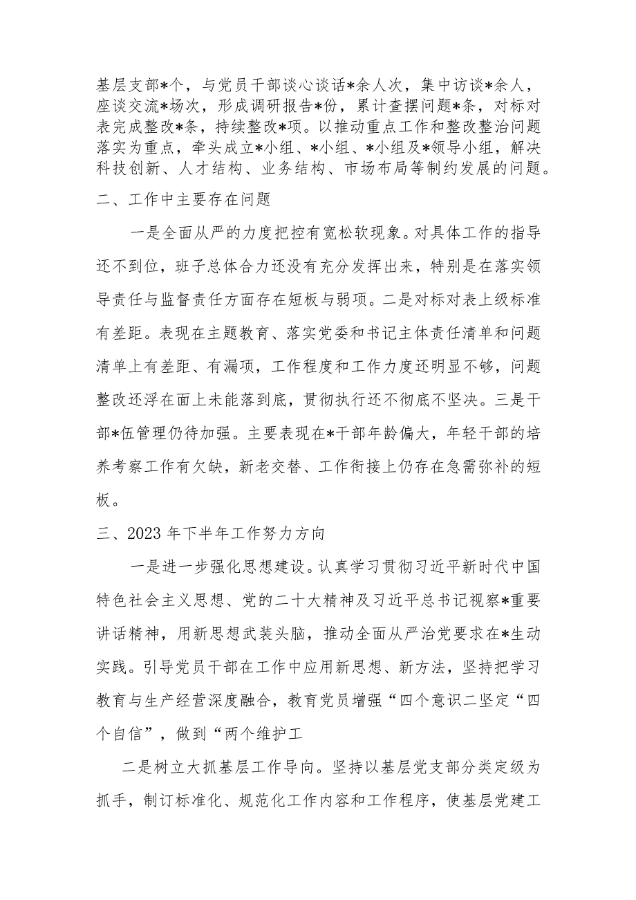 国企党委2023年上半年落实全面从严治党主体责任情况自查报告.docx_第3页