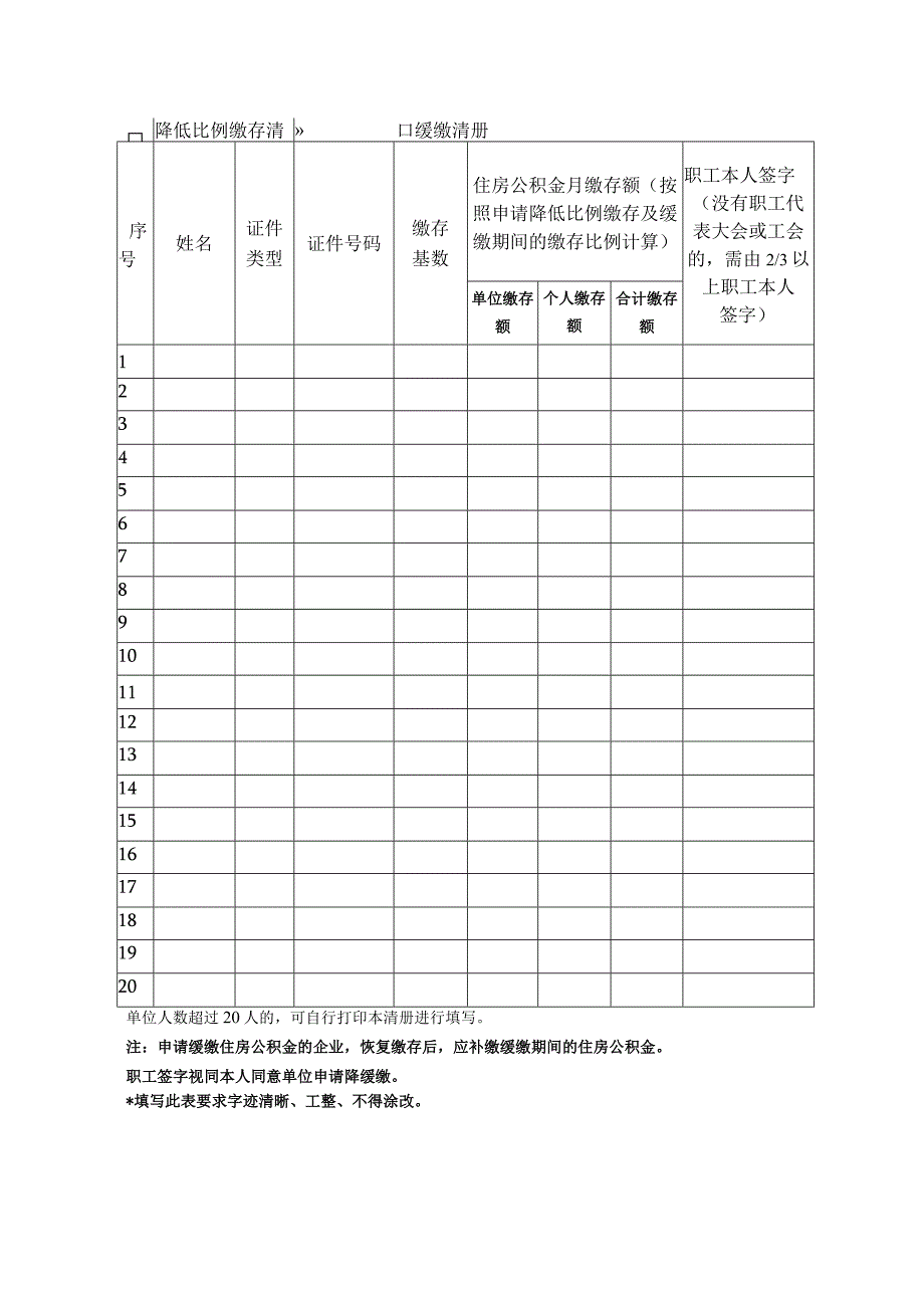 住房公积金降低缴存比例或缓缴申请表.docx_第2页