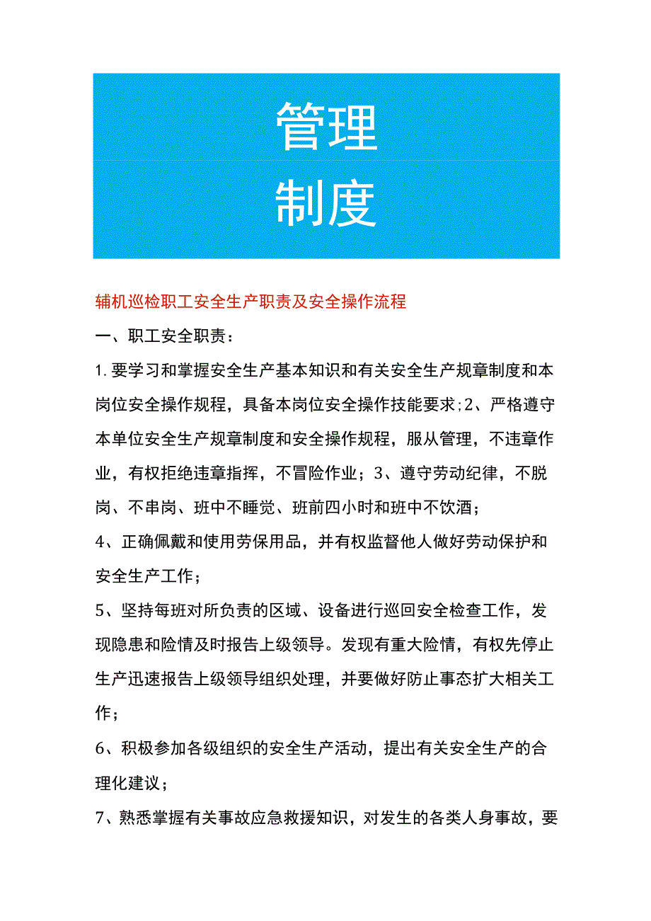 辅机巡检职工安全生产职责及安全操作流程.docx_第1页