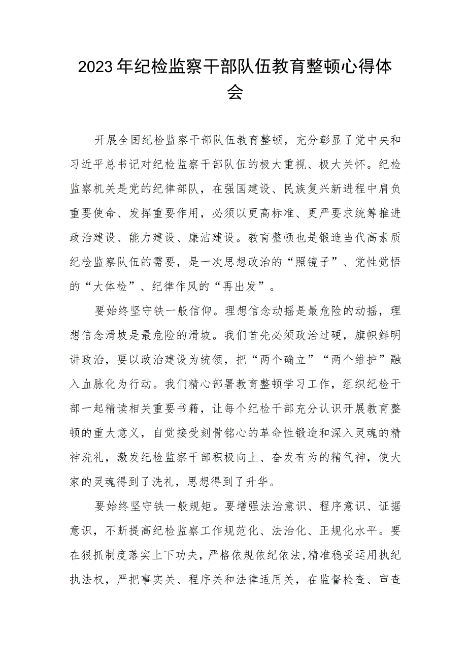 2023年纪检监察干部队伍教育整顿心得体会研讨发言材料(八篇样本).docx_第3页