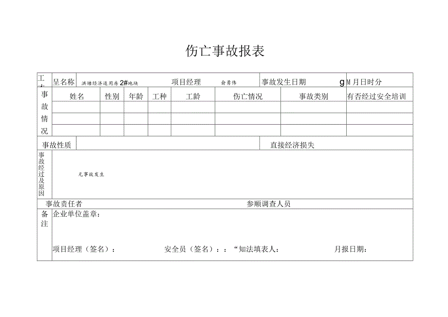 伤亡事故报表()范文 .docx_第1页