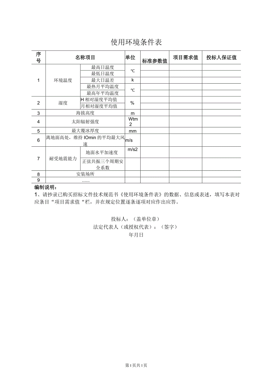 使用环境条件表12（2023年）.docx_第1页