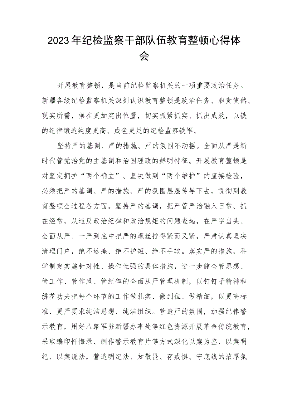 (8篇)纪检监察干部队伍教育整顿心得体会发言稿.docx_第3页