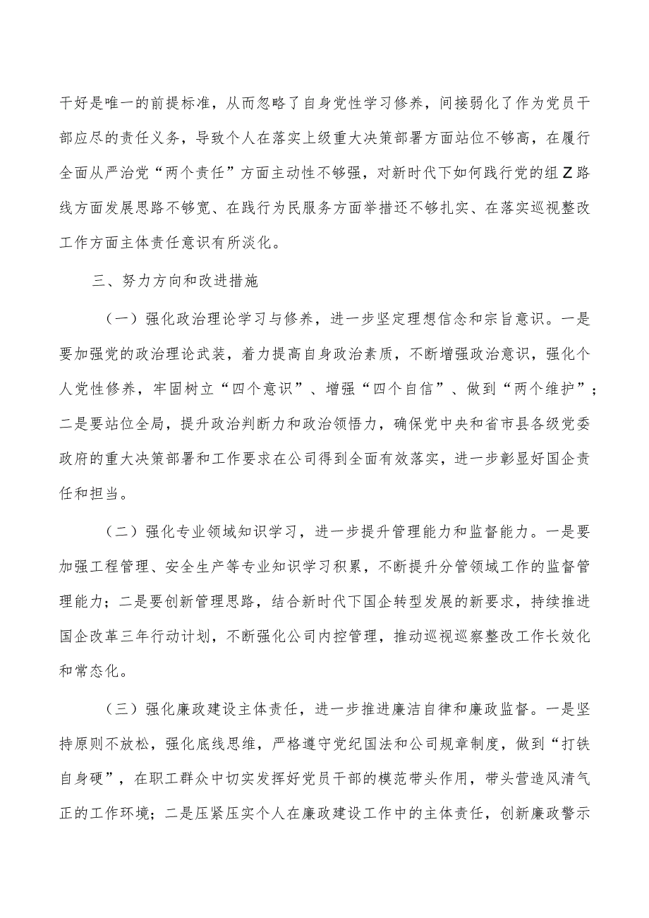 公司检查反馈问题个人检查发言.docx_第3页