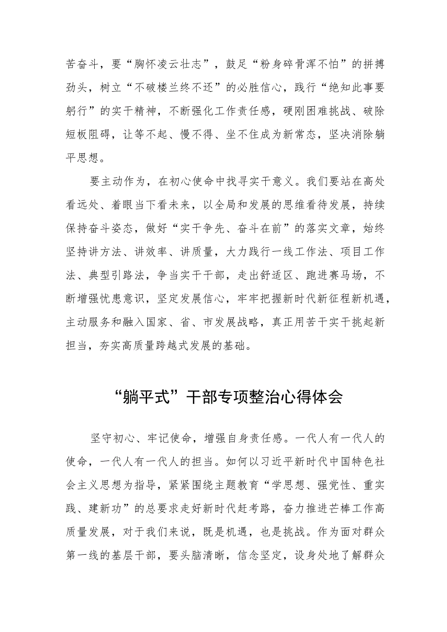 2023年关于“躺平式”干部专项整治的心得体会(五篇).docx_第3页