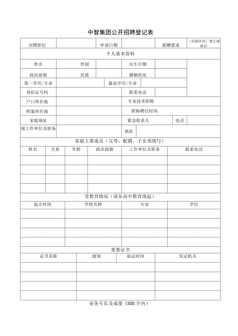 亚信集团应聘人员登记表.docx_第1页