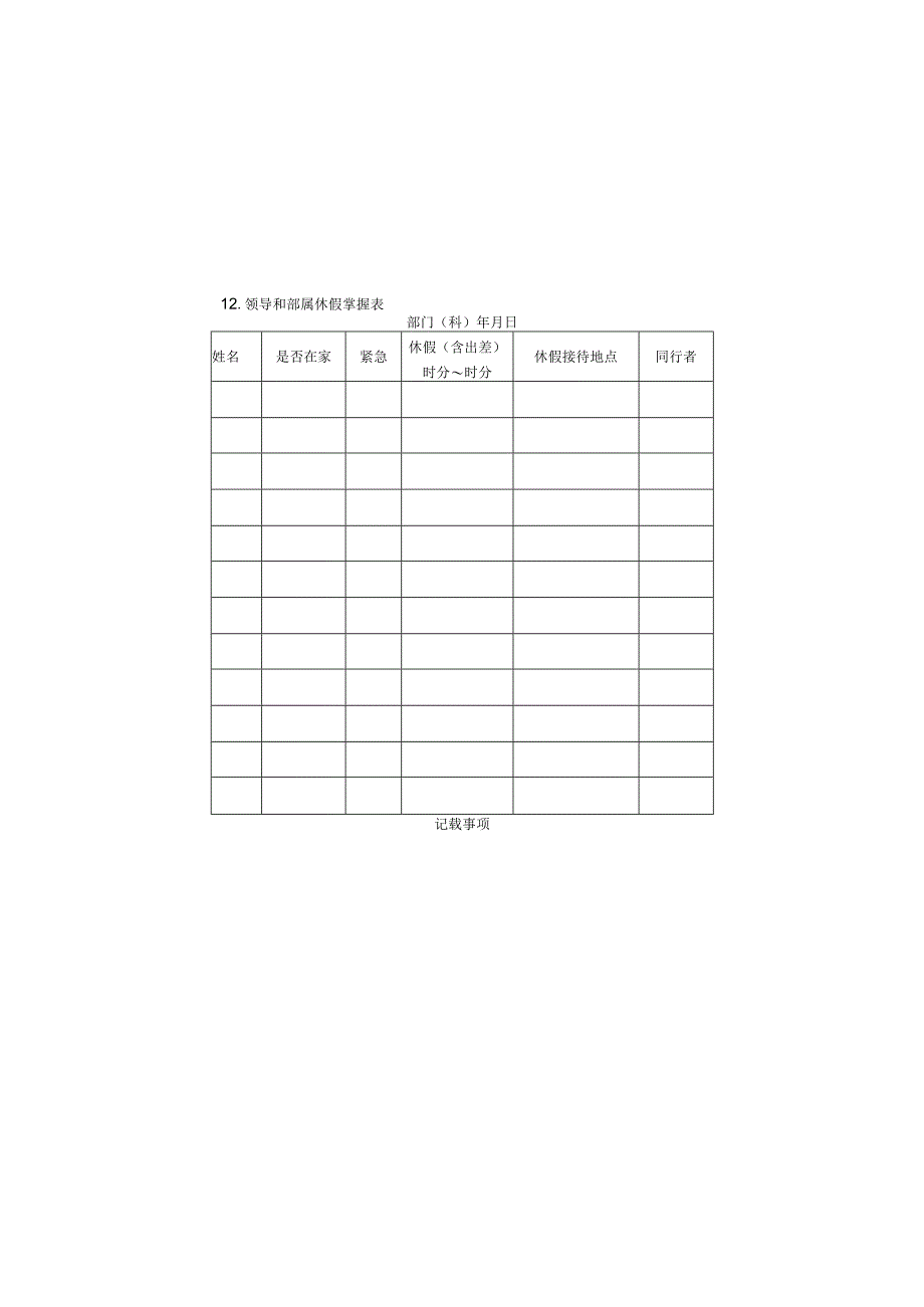 领导和部属休假掌握表样本.docx_第1页