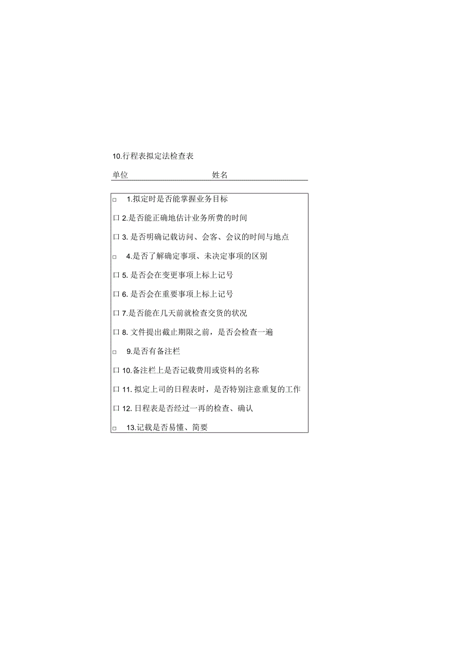 行程表拟定法检查表样本.docx_第1页