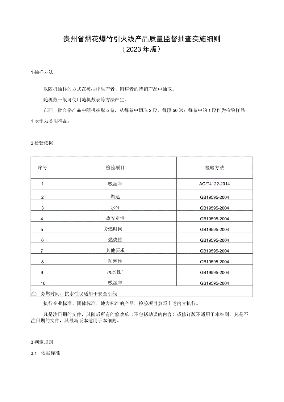 贵州省烟花爆竹 引火线产品质量监督抽查实施细则（2023年版）.docx_第1页