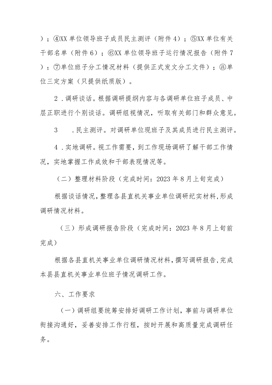 XX县县直机关事业单位领导班子和干部队伍建设情况调研工作方案.docx_第3页