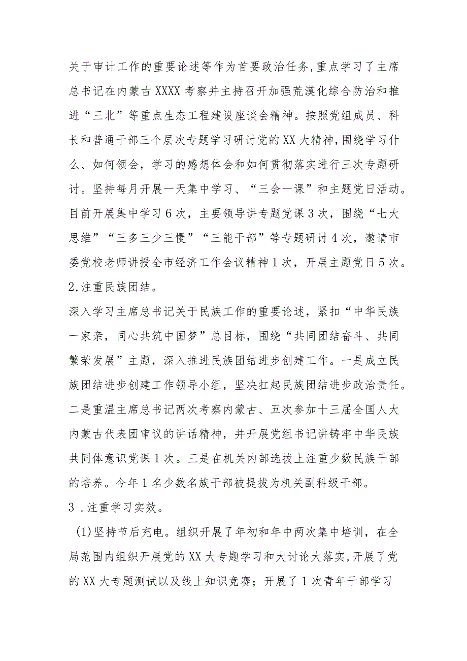 2023年审计局机关党的建设半年工作总结.docx_第3页