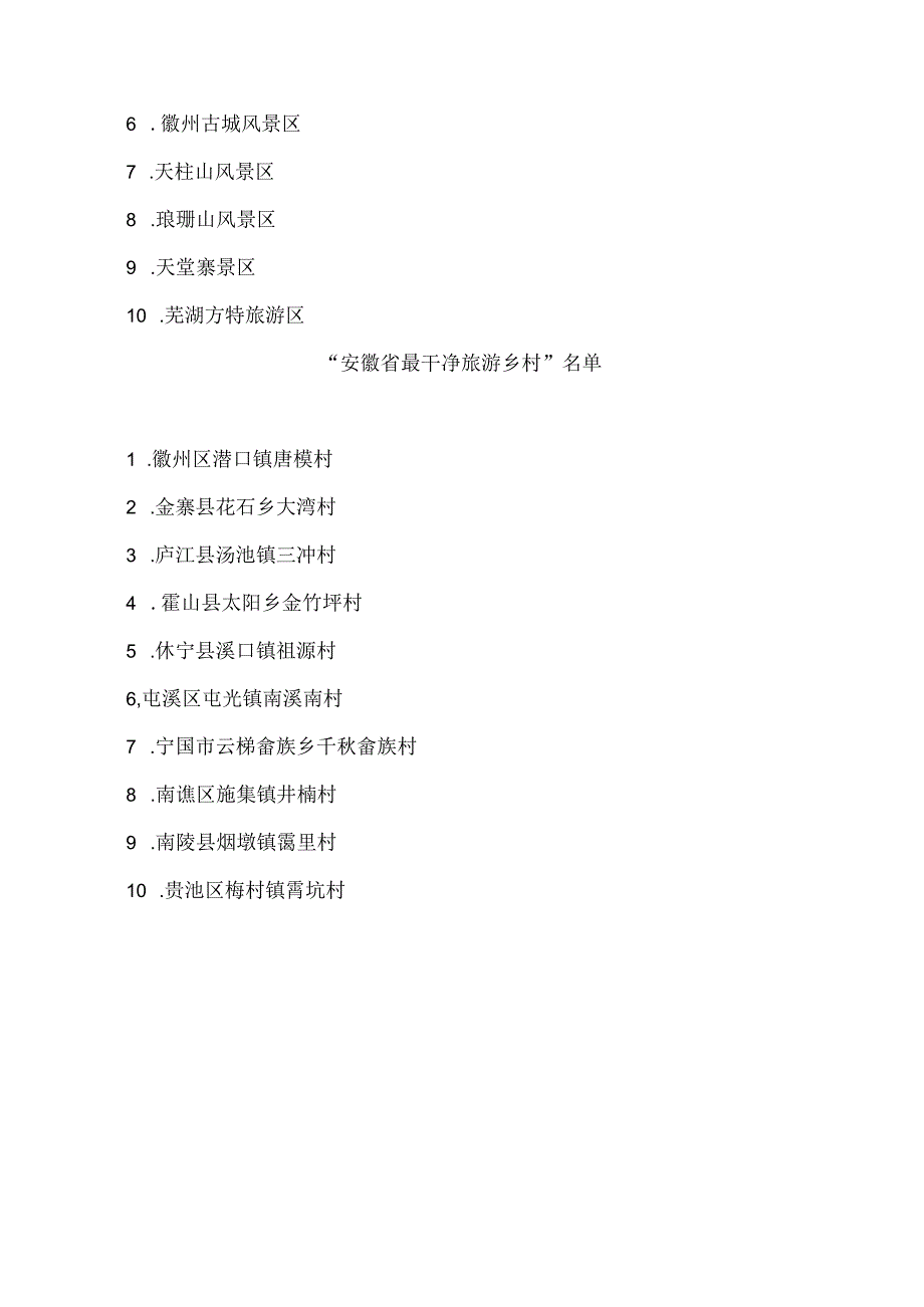 安徽省文化和旅游厅关于认定2023年安徽省“最干净景区景点及旅游乡村”的通知.docx_第2页