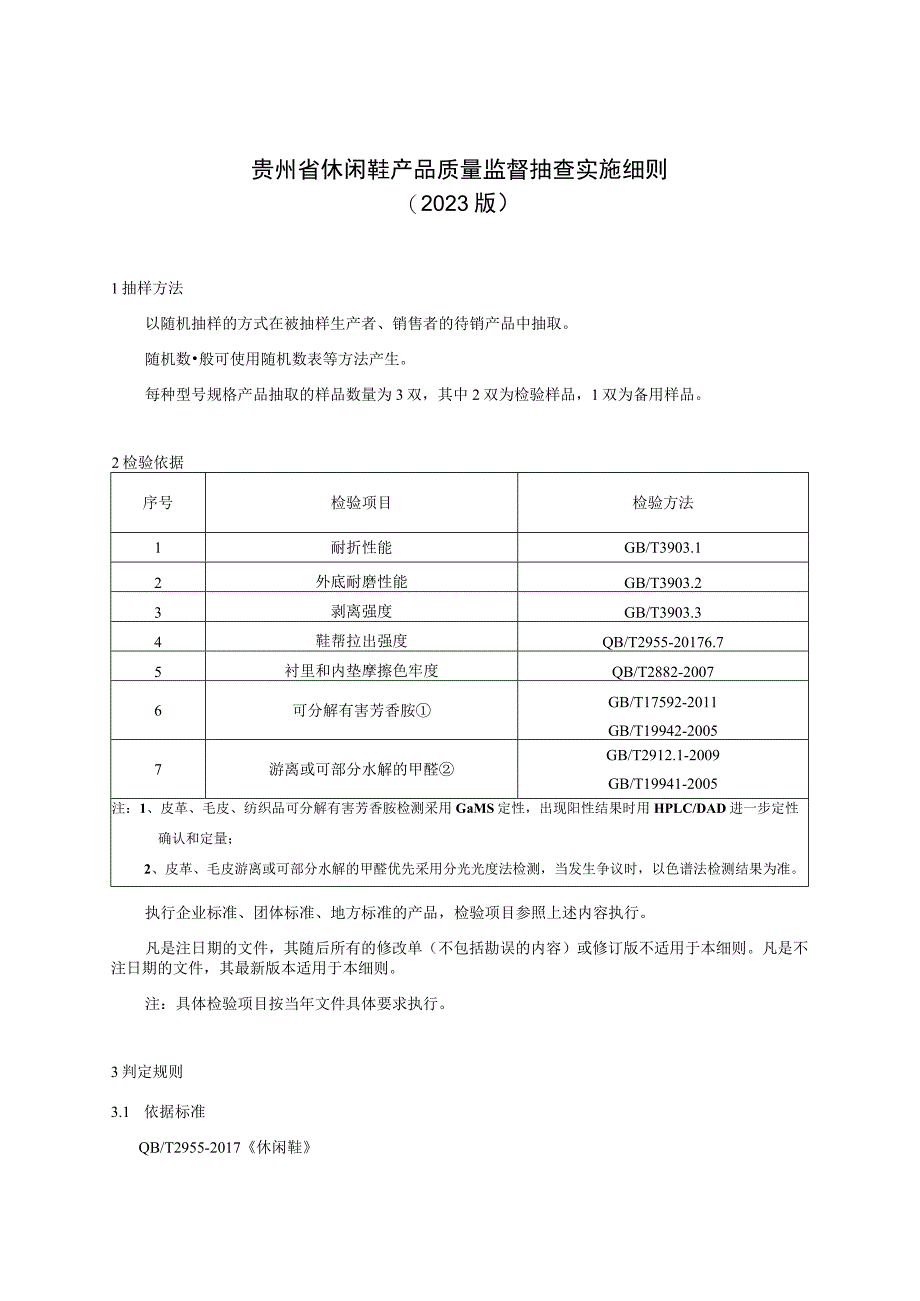 贵州省休闲鞋产品质量监督抽查实施细则（2023年版）.docx_第1页