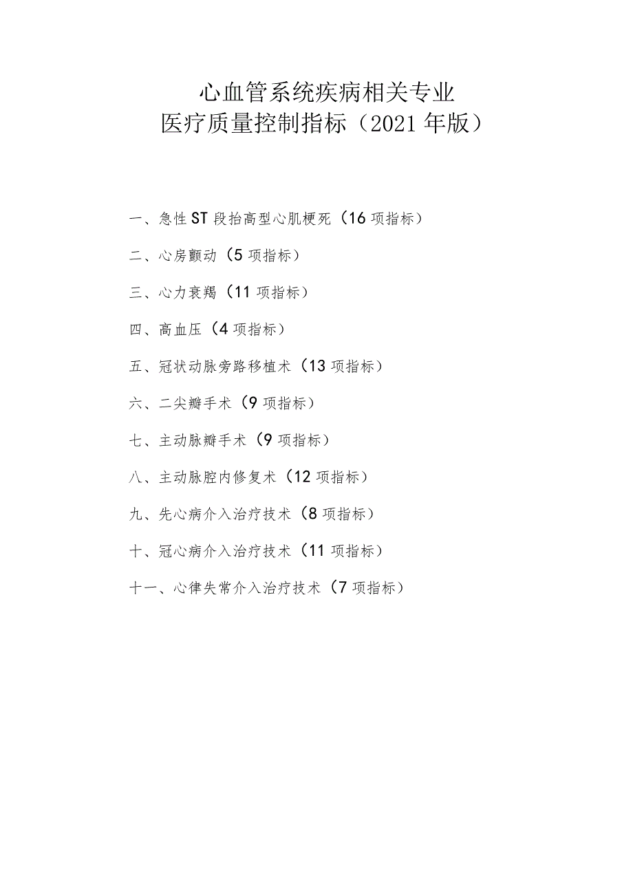 心血管系统疾病相关专业医疗质量控制指标（2021年版）.docx_第1页