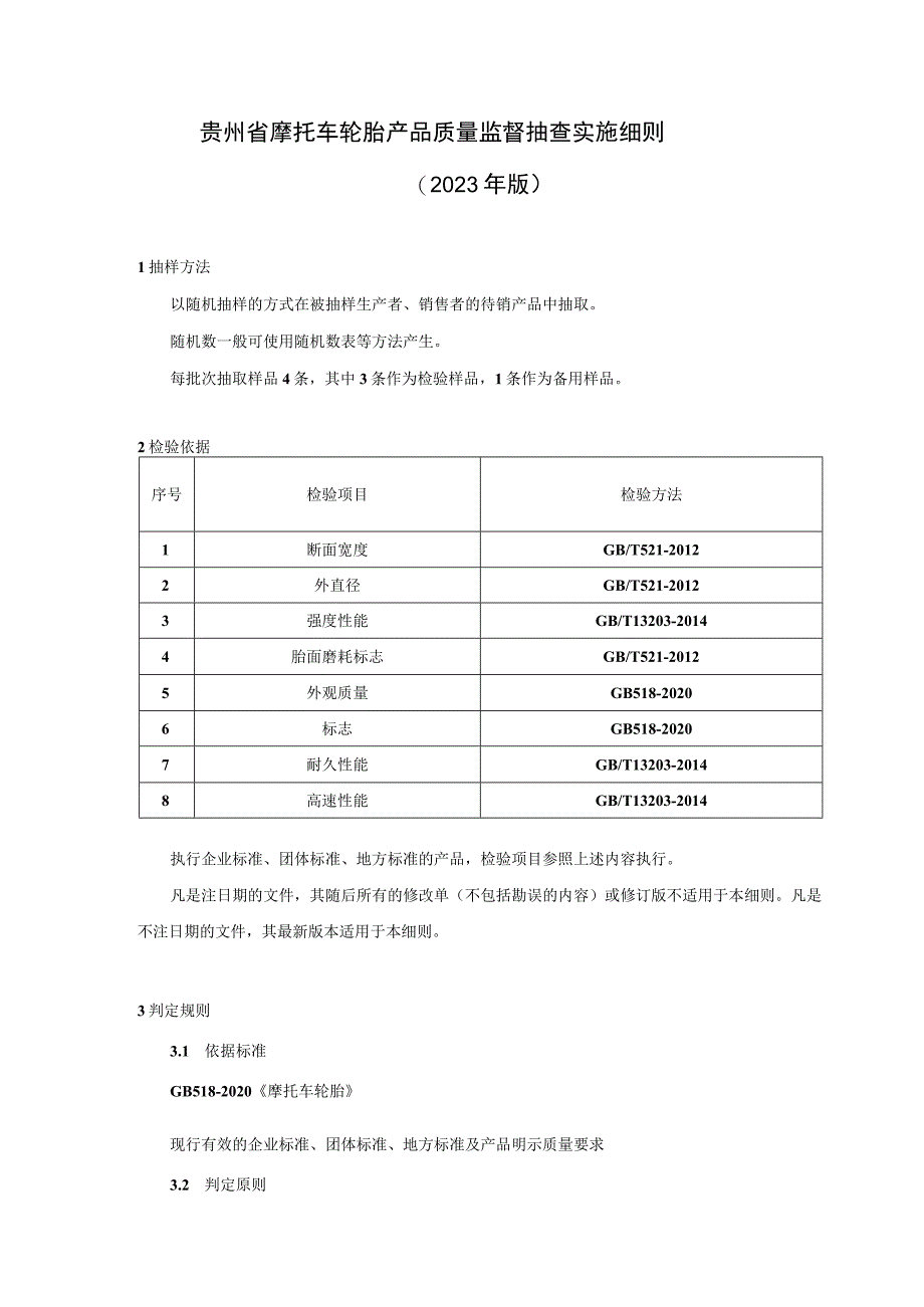 贵州省摩托车轮胎产品质量监督抽查实施细则（2023年版）.docx_第1页