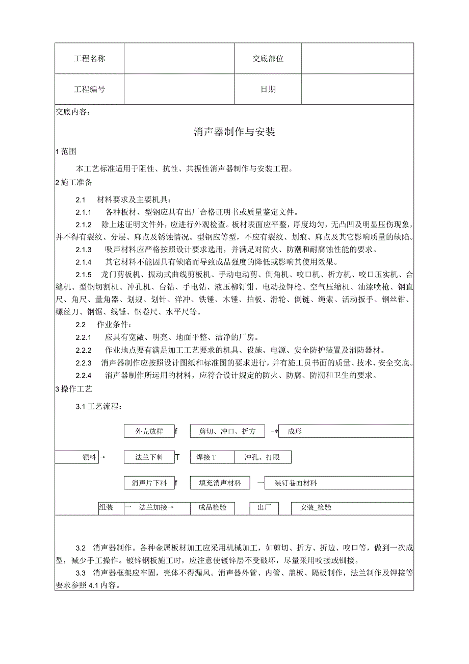 消声器制作与安装工艺技术交底.docx_第1页