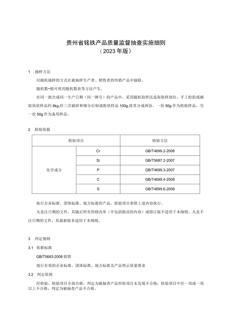 贵州省铬铁产品质量监督抽查实施细则（2023年版）.docx_第1页