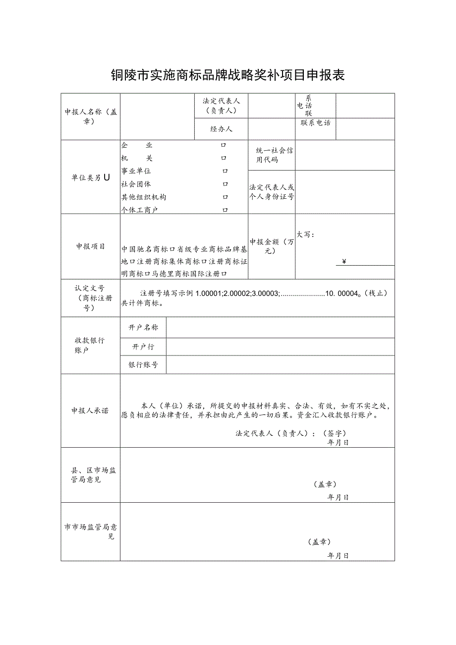 铜陵市实施商标品牌战略奖补项目申报表.docx_第1页