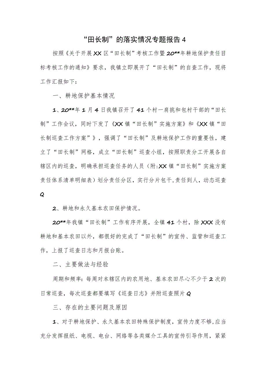 “田长制”的落实情况专题报告四.docx_第1页