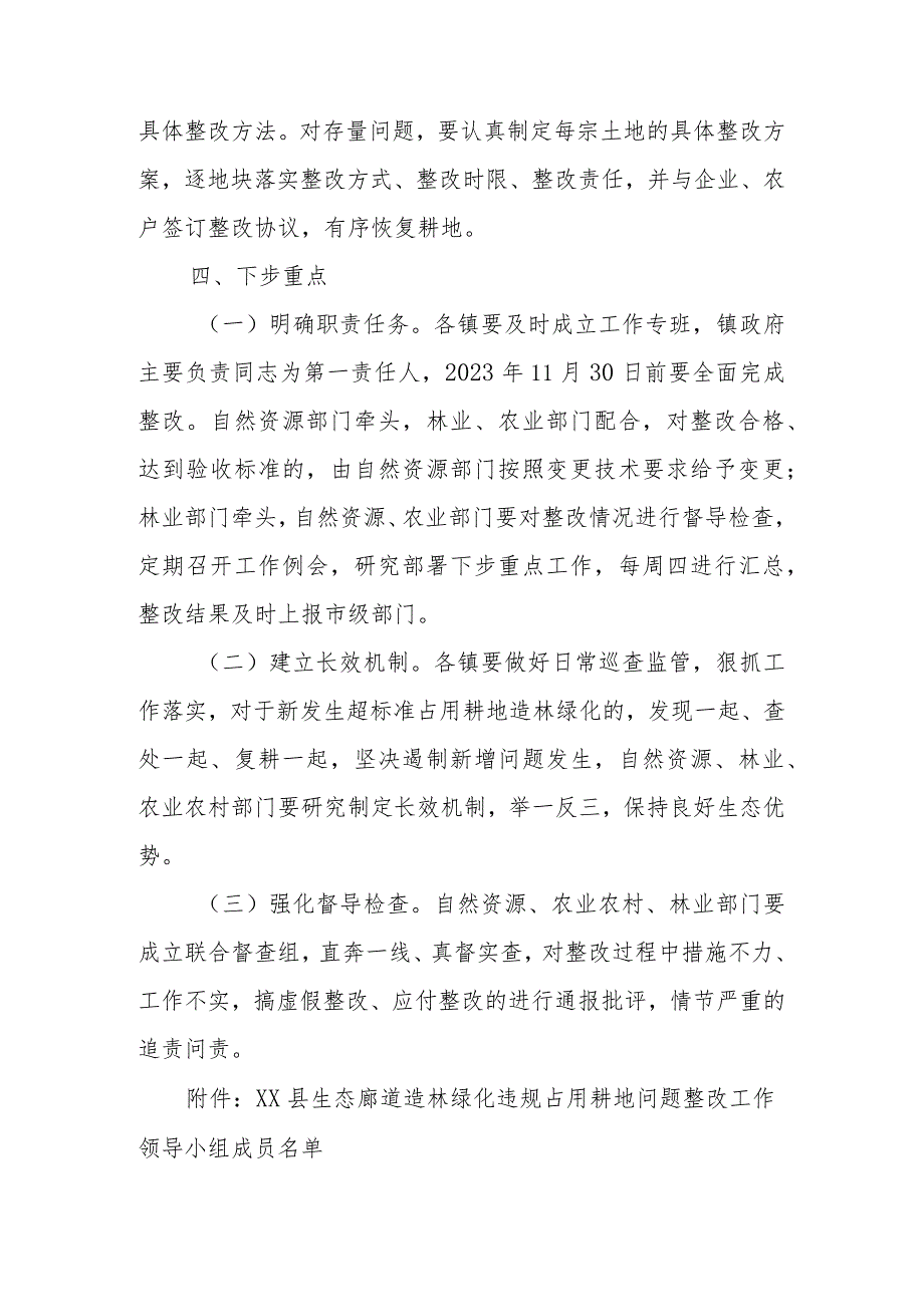 XX县生态廊道绿化占用耕地问题整改工作实施方案.docx_第2页