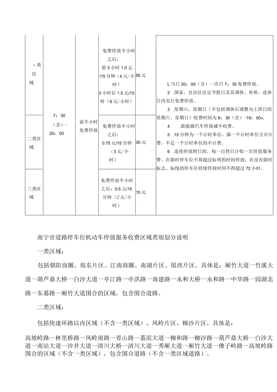 南宁市发展和改革委员会关于优化调整南宁市道路停车位机动车停放服务收费标准的通知.docx_第2页