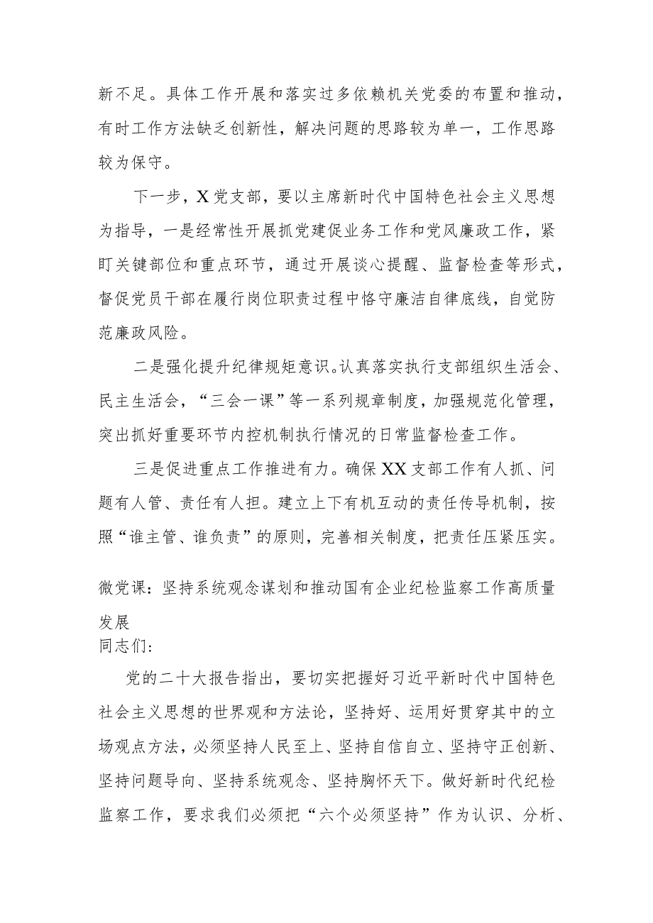 XX党支部2023年上半年在党的建设和全面从严治党工作总结.docx_第3页