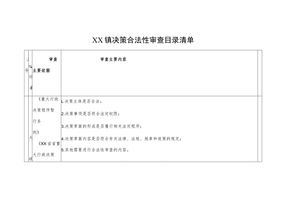 XX镇决策合法性审查目录清单.docx_第1页