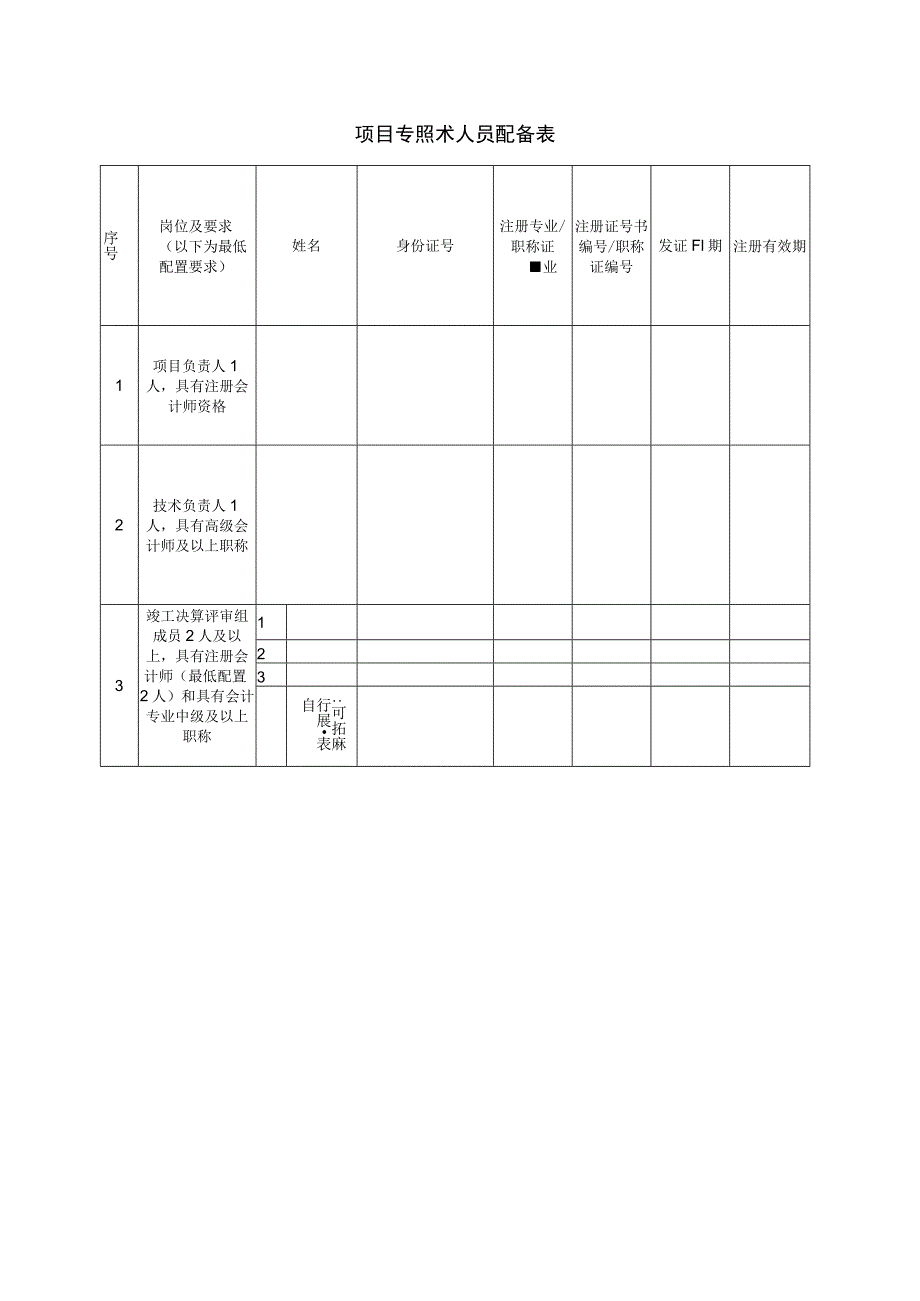 项目专业技术人员配备表.docx_第1页