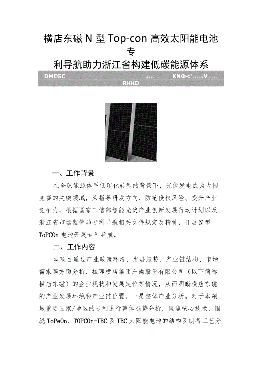 横店东磁N型Top-con高效太阳能电池专利导航助力浙江省构建低碳能源体系.docx_第1页