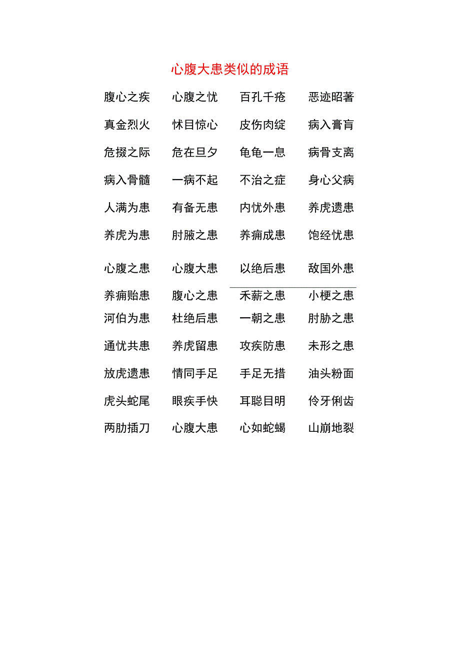 心腹大患类似的成语.docx_第1页