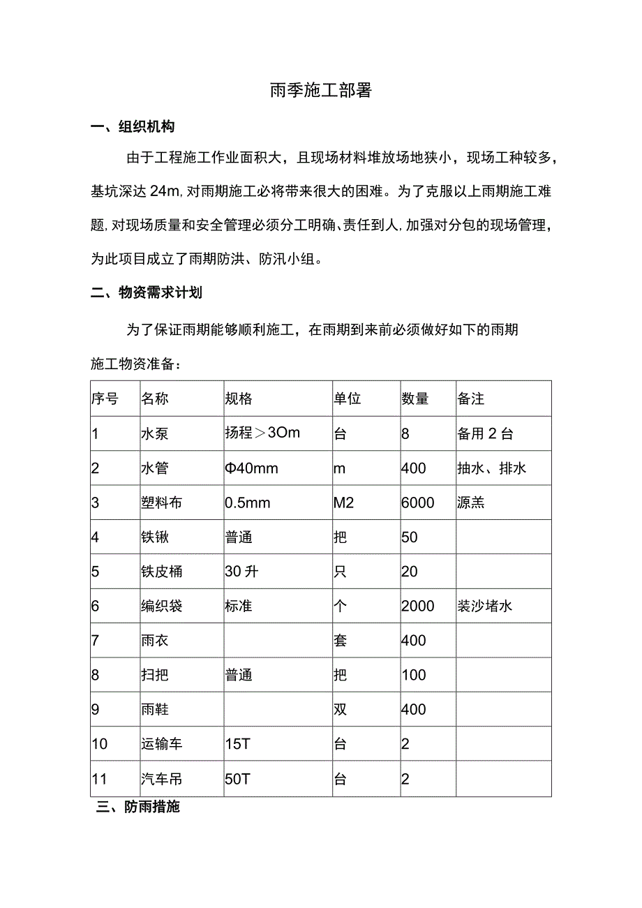 雨季施工部署.docx_第1页