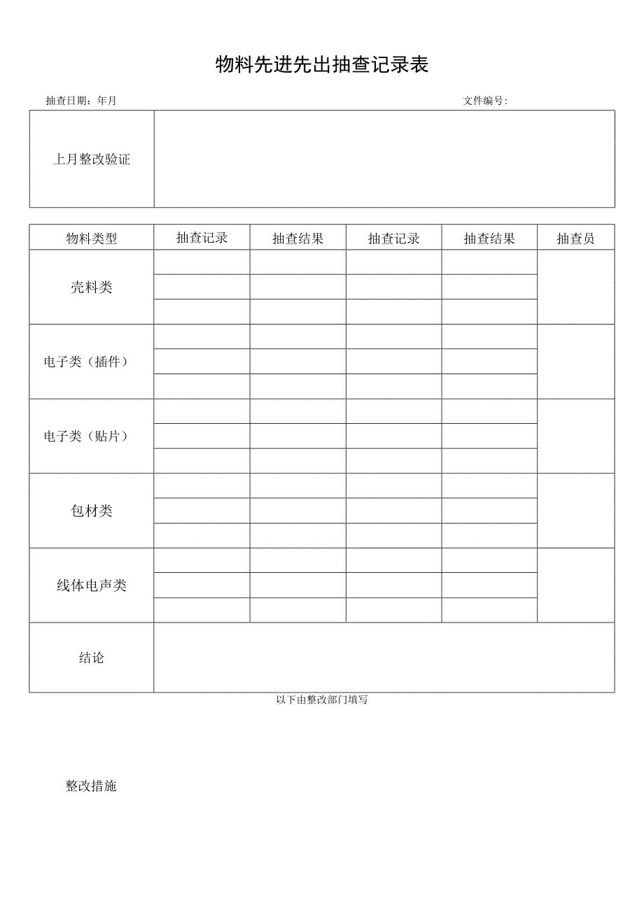 物料先进先出抽查记录表.docx_第1页