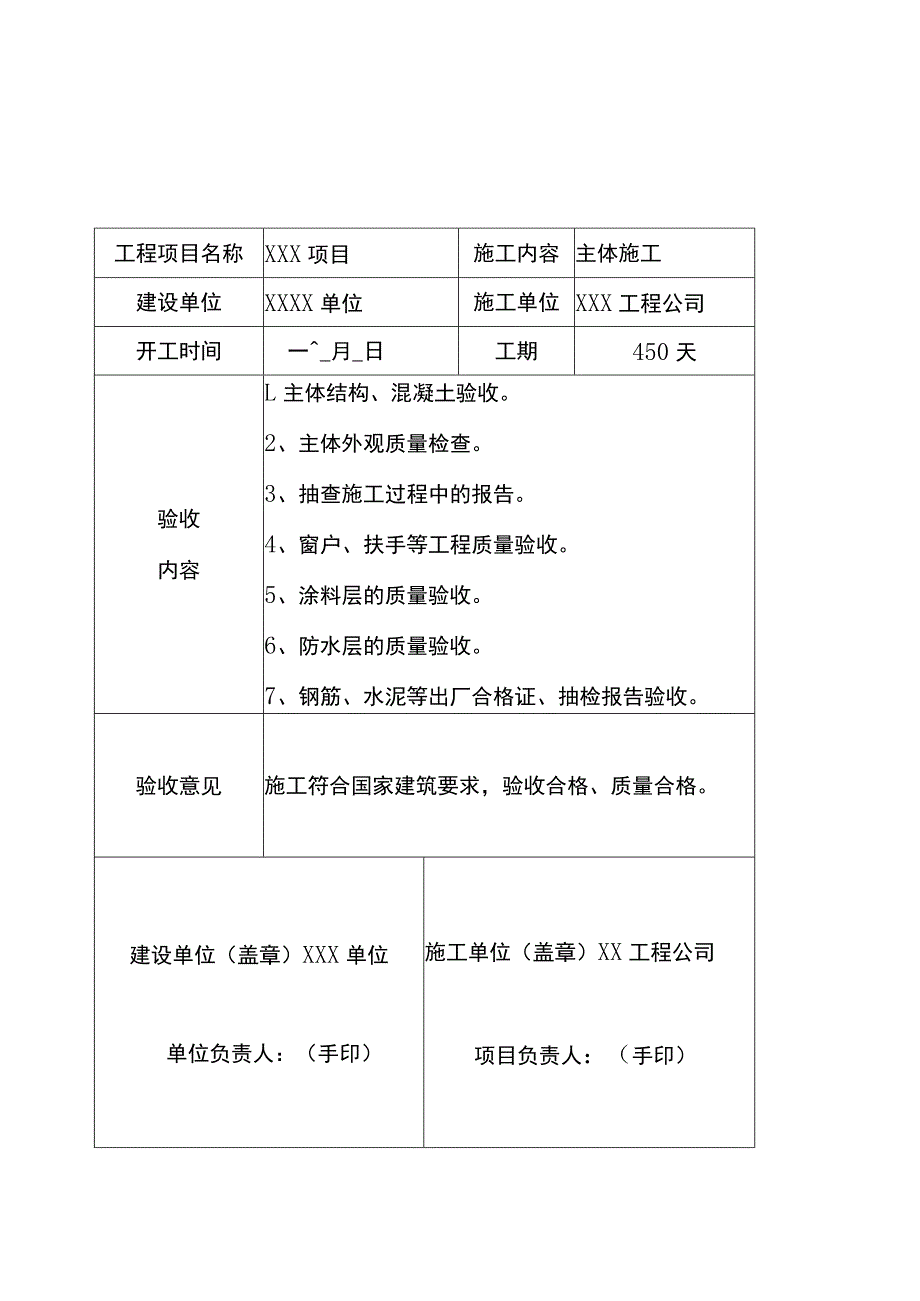 工程项目竣工验收报告书模板 -5份.docx_第1页