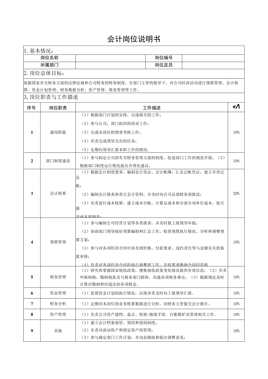 会计岗位说明书.docx_第1页