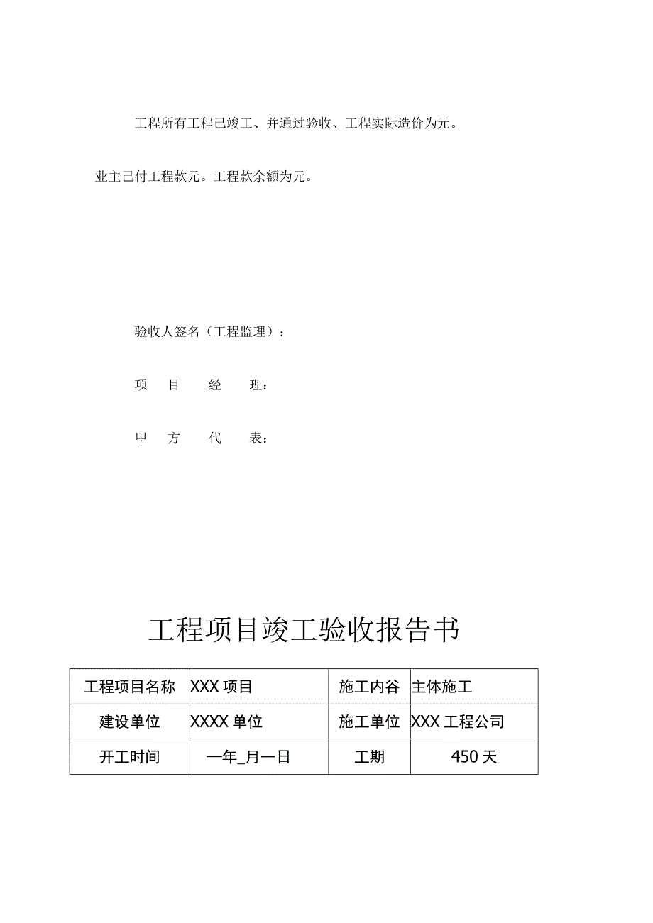 工程项目竣工验收报告书参考模板范本5份.docx_第3页